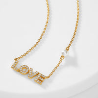 PEARL AND PAVE CZ LOVE NECKLACE