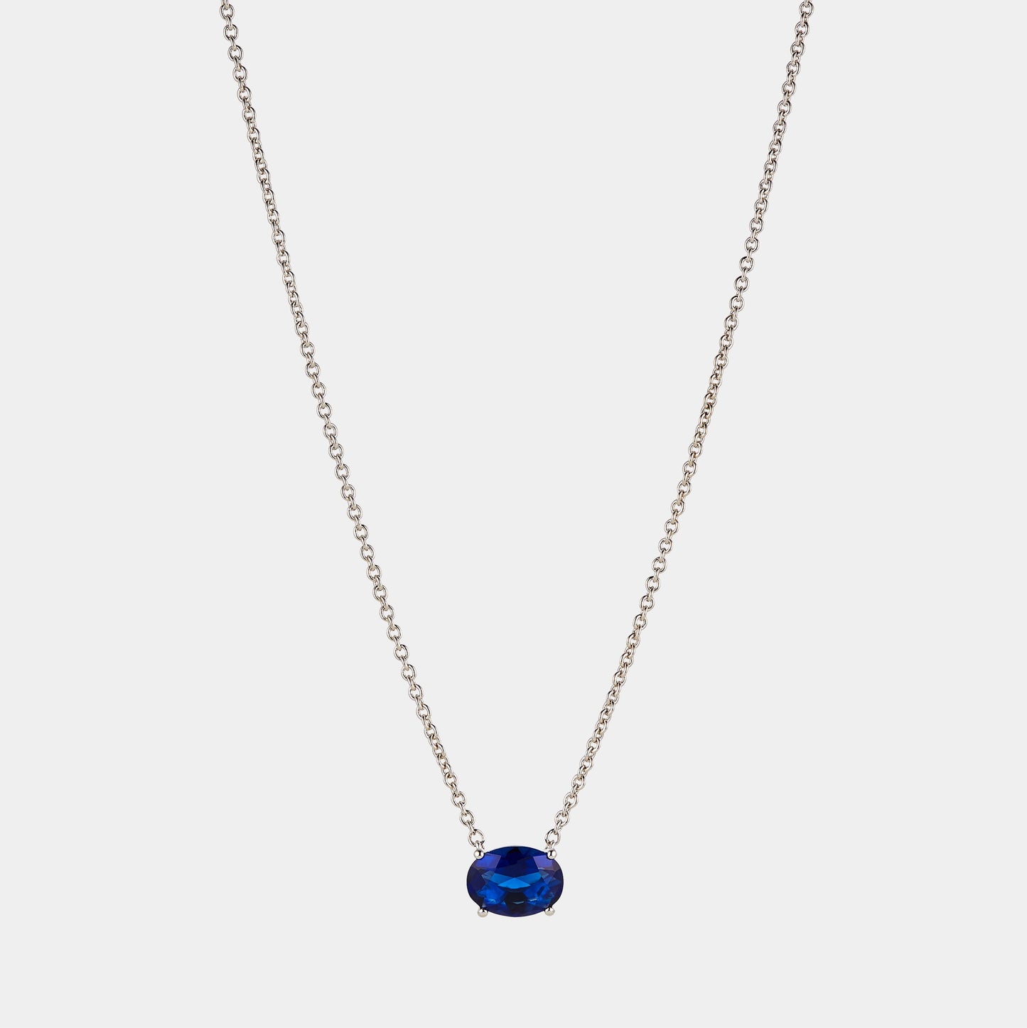 MODERN LOVE LARGE OVAL FAUX SAPPHIRE NECKLACE