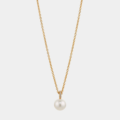8MM GENUINE FRESHWATER PEARL AND PAVE CZ PENDANT