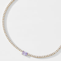 TENNIS ANYONE LAVENDER EMERALD CUT CZ TENNIS NECKLACE
