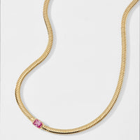 TENNIS ANYONE PINK EMERALD CUT WOVEN CHAIN COLLAR NECKLACE