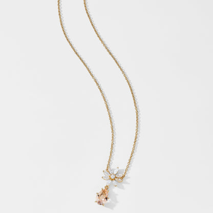 WILDFLOWER DAISY PINK CZ DROP NECKLACE