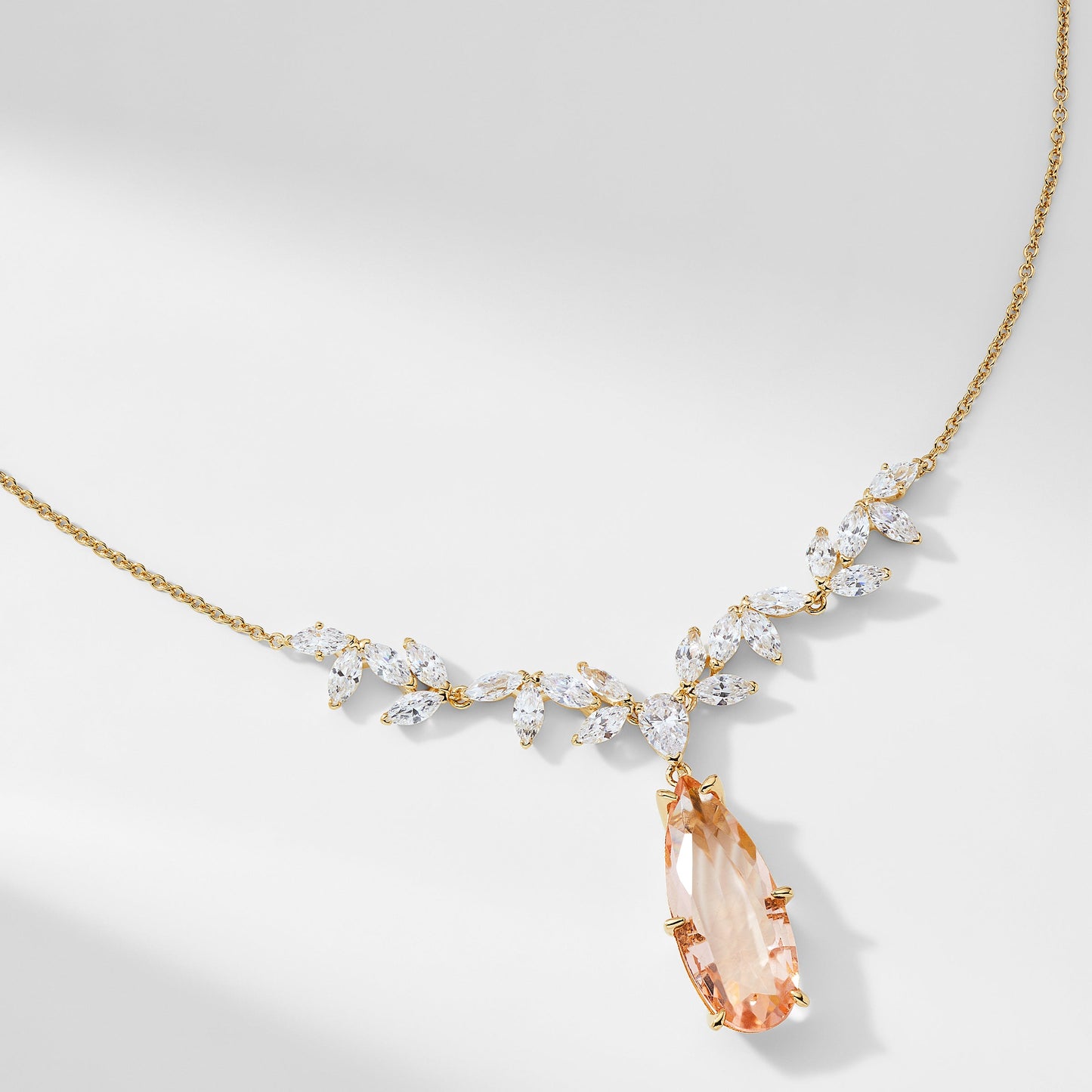 WILDFLOWER DROP FRONTAL PINK CZ NECKLACE