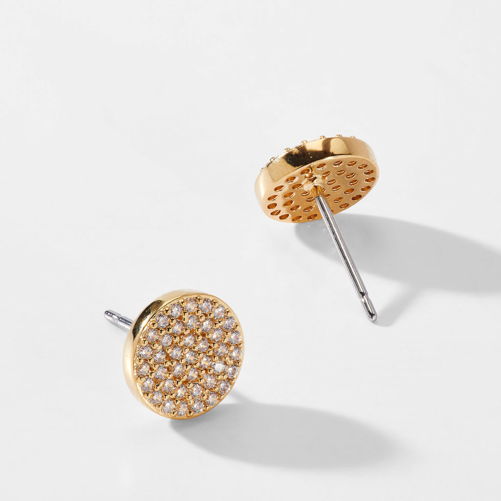CZ GEO CIRCLE STUD EARRINGS