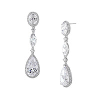 CZ PEAR AND OVAL DROP EARRINGS