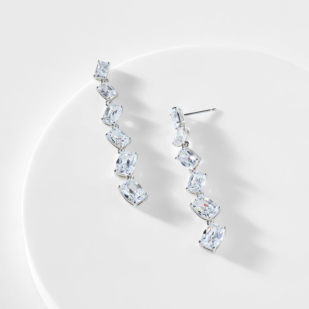 DELUXE CUSHION CZ LINEAR EARRINGS