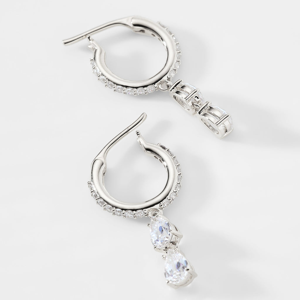 SOCIAL LIGHTS CZ DROP HOOP EARRINGS