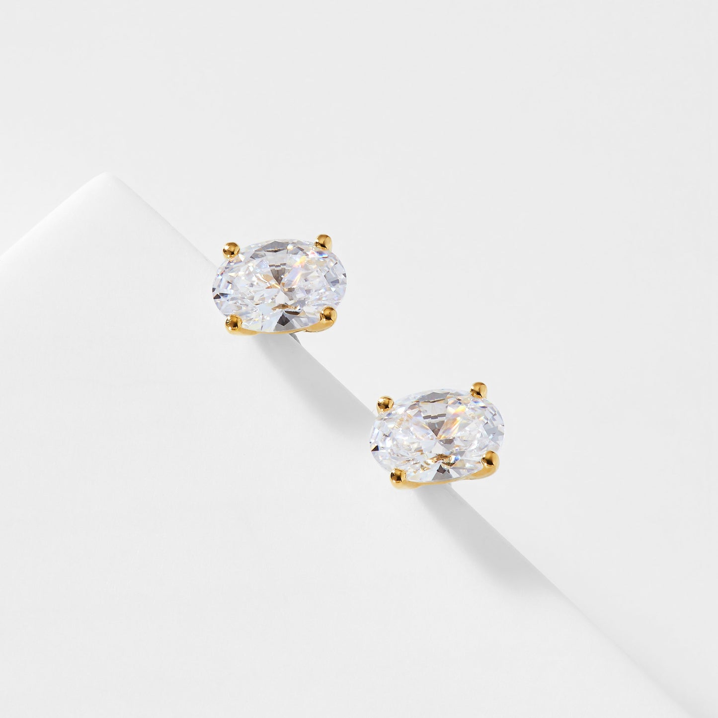 MODERN LOVE OVAL CZ STUD EARRINGS