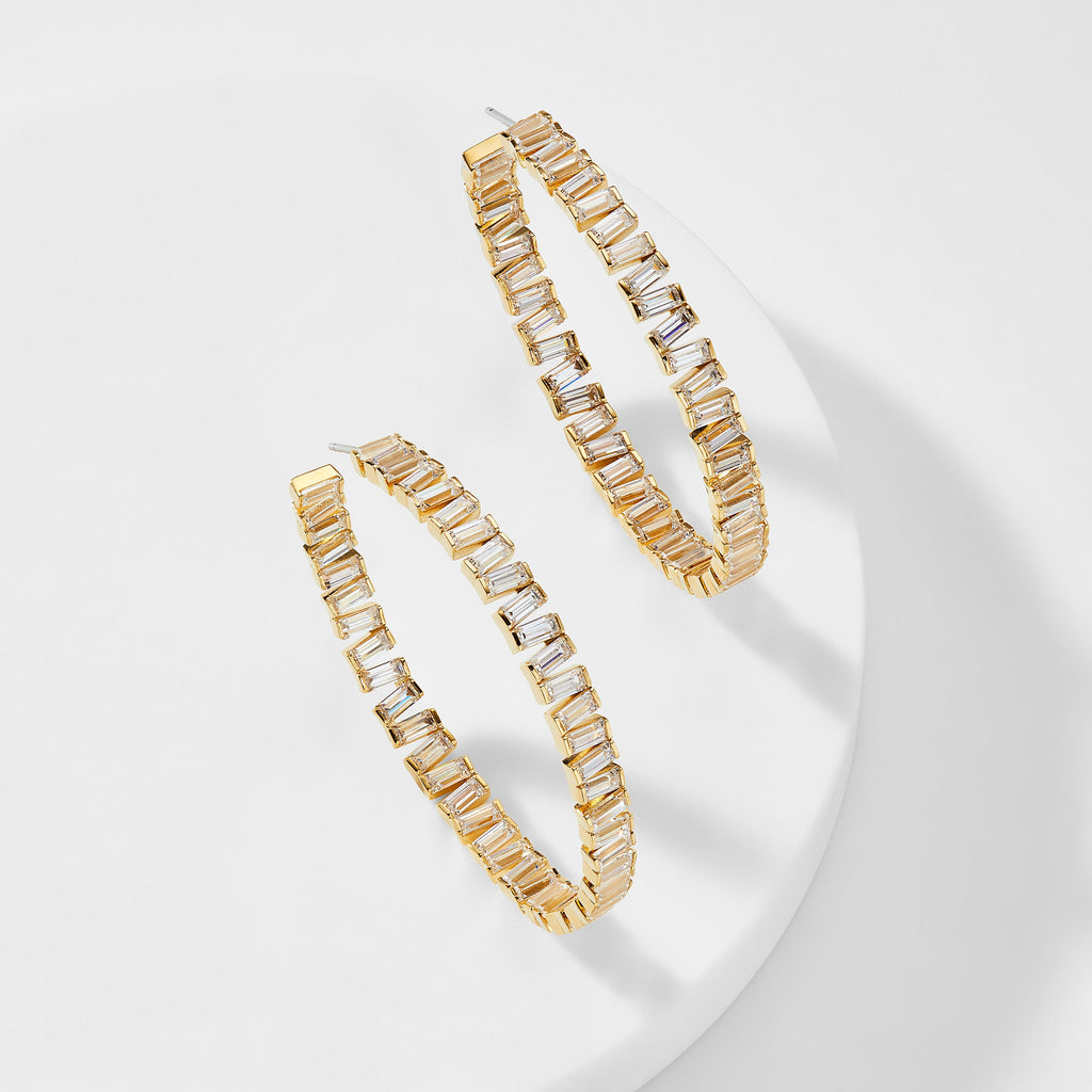 CHATEAU BAGUETTE CZ HOOP EARRINGS