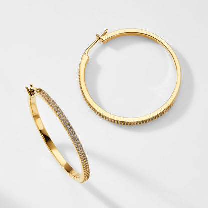 GEO PAVE CZ HOOP EARRINGS