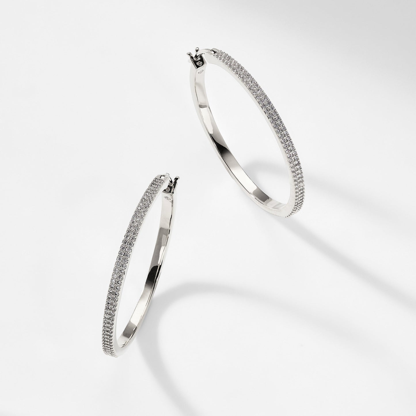 GEO PAVE CZ HOOP EARRINGS