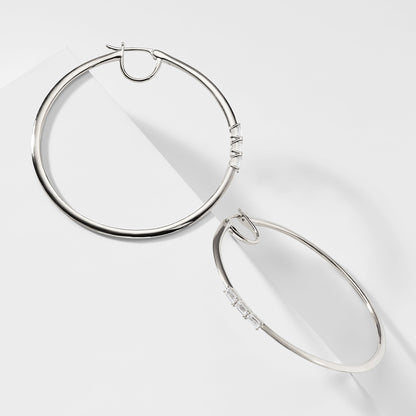 BAGUETTE CZ LARGE HOOP EARRINGS