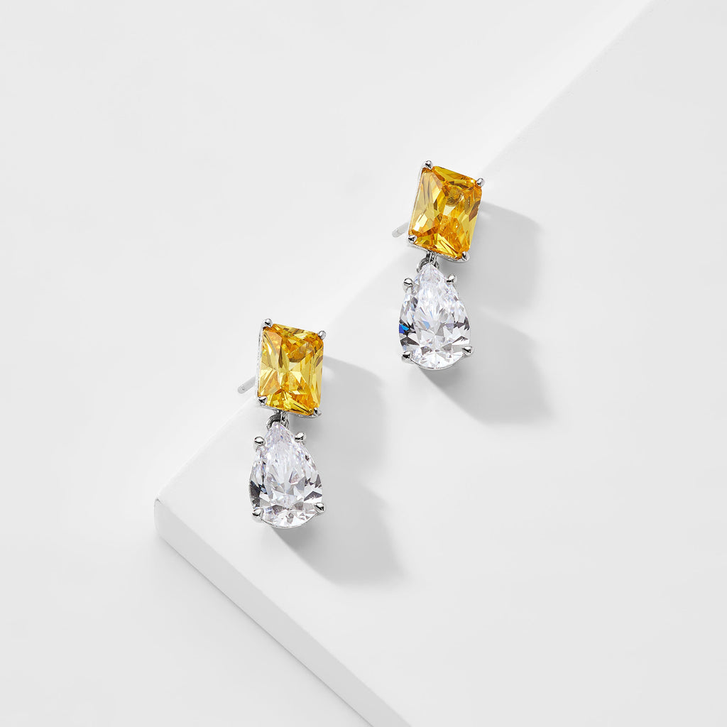 SOLEIL YELLOW CZ DROP EARRINGS