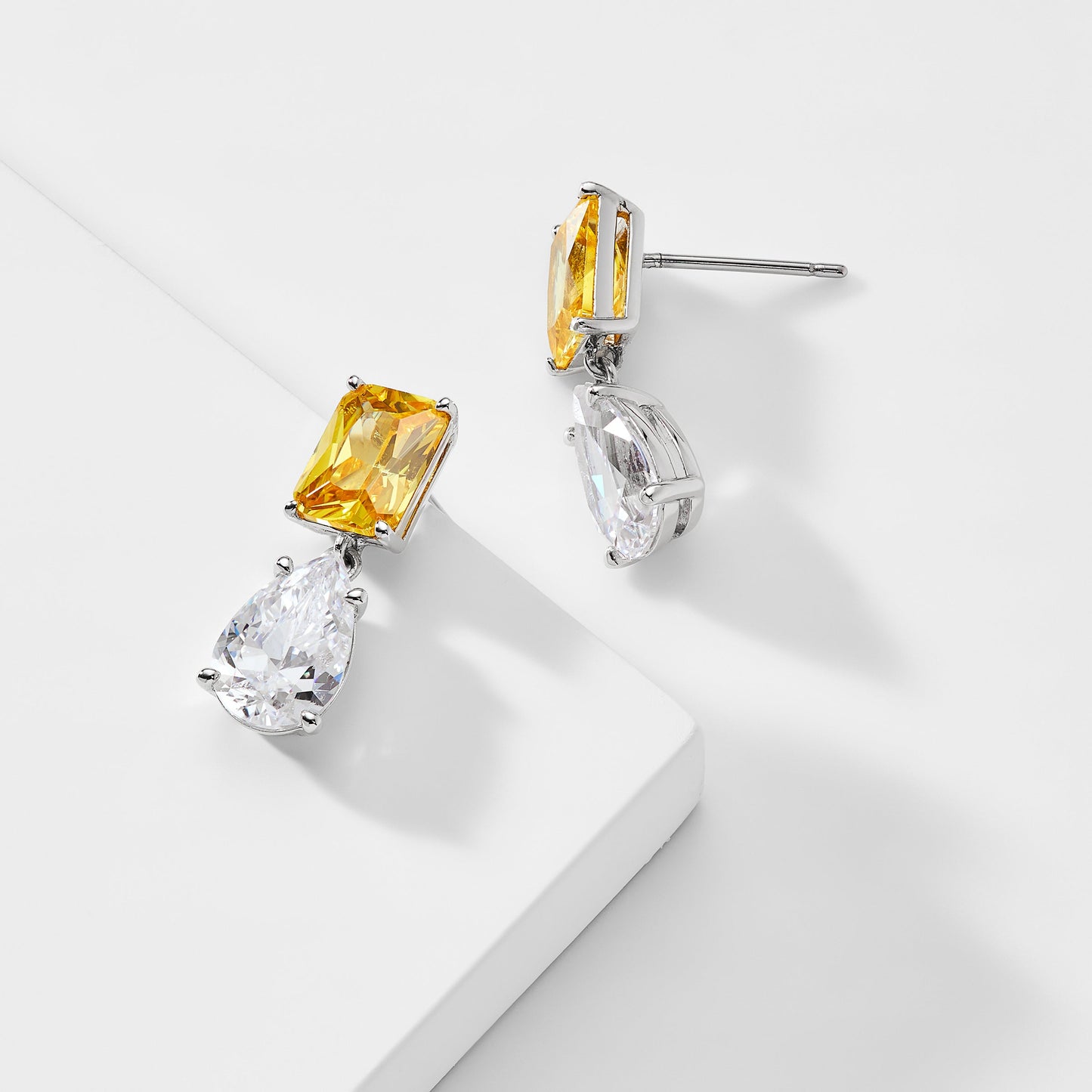 SOLEIL YELLOW CZ DROP EARRINGS