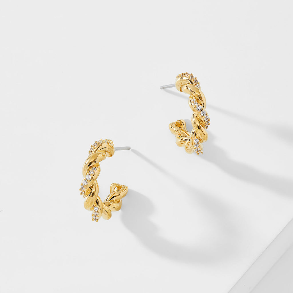 BRUNCH TWISTED PAVE HOOP EARRINGS