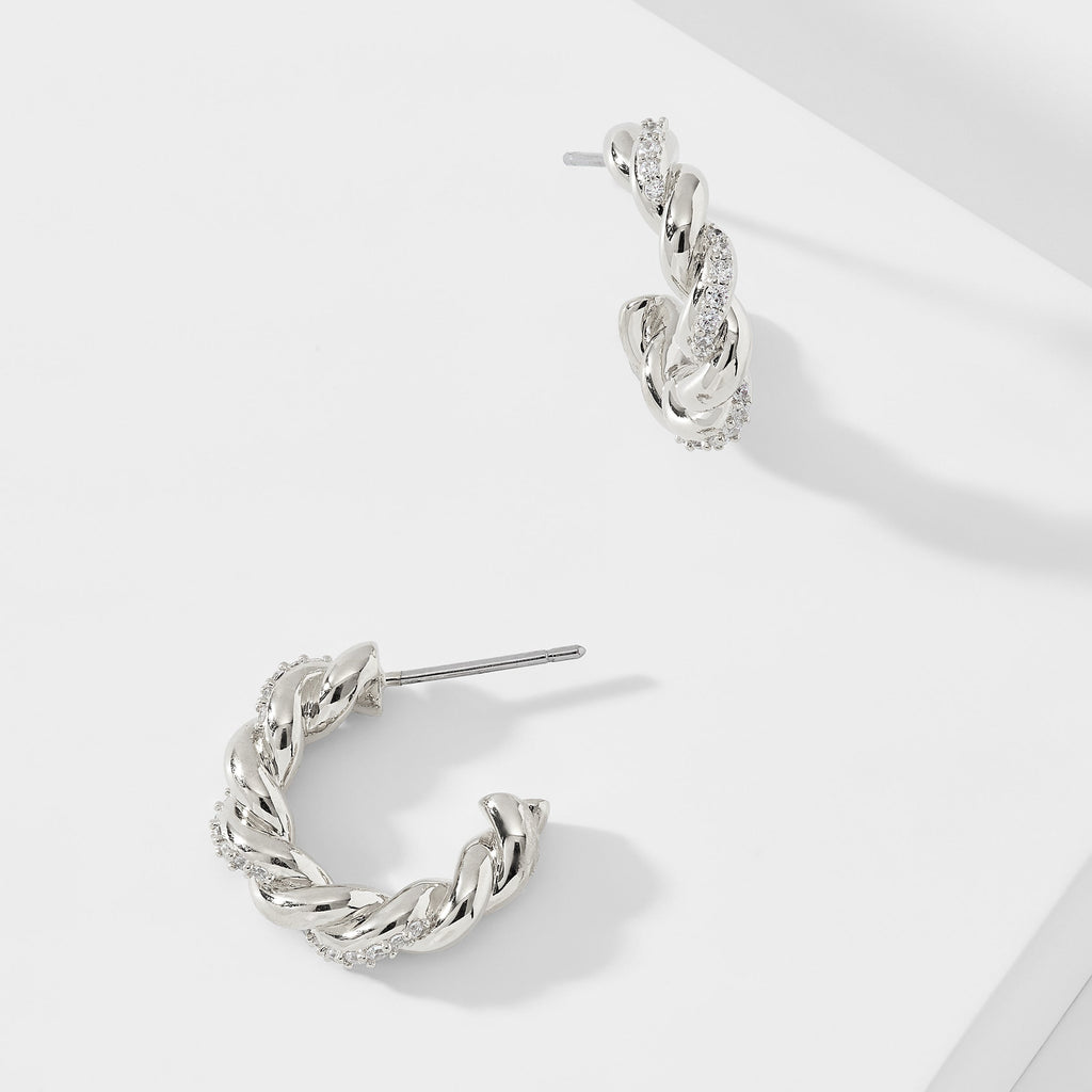 BRUNCH TWISTED PAVE HOOP EARRINGS