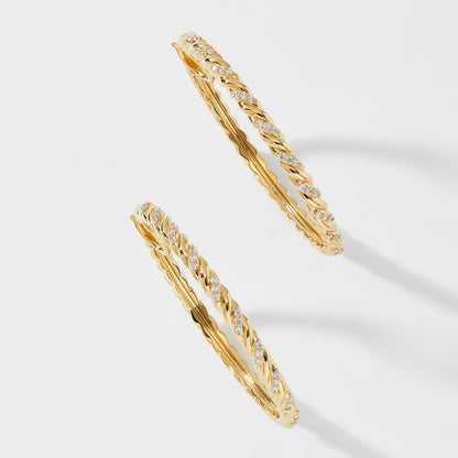 BRUNCH LARGE TWIST PAVE HOOP EARRINGS