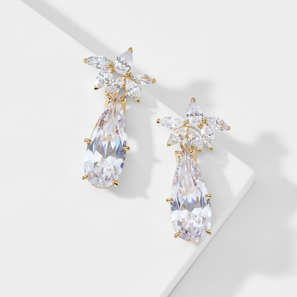 WILDFLOWER LARGE PEAR CZ DROP EARRINGS
