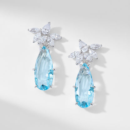 WILDFLOWER BLUE LARGE PEAR CZ DROP EARRINGS