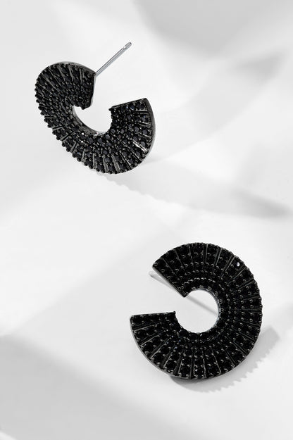 DISCO BLACK PAVE CZ FRONTBACK HOOP EARRINGS