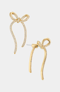 IN THE AIR CZ BOW JACKET EARRINGS