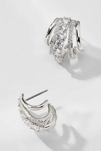 CLEO J HOOP CZ HUGGIE EARRINGS