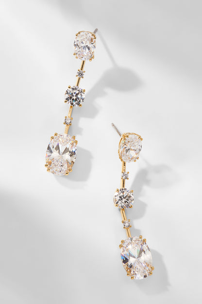 EVELYN MULTI OVAL CZ LINEAR DROP EARRINGS