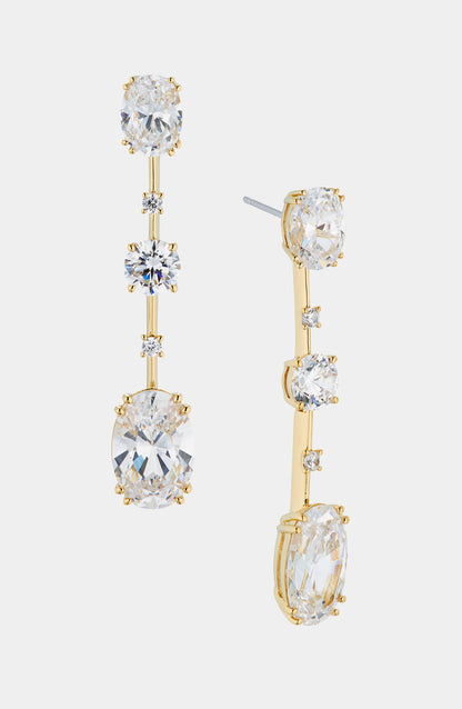 EVELYN MULTI OVAL CZ LINEAR DROP EARRINGS