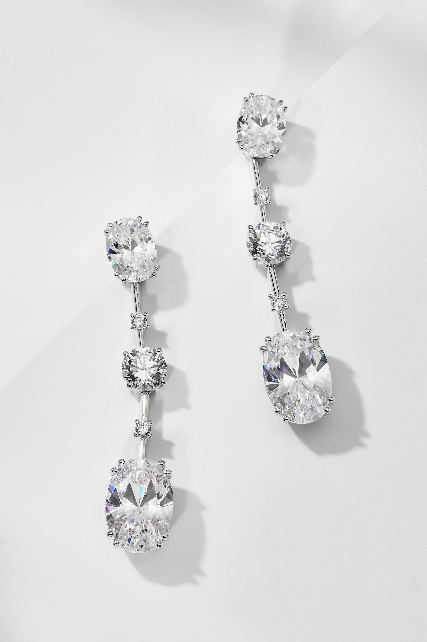 EVELYN MULTI OVAL CZ LINEAR DROP EARRINGS