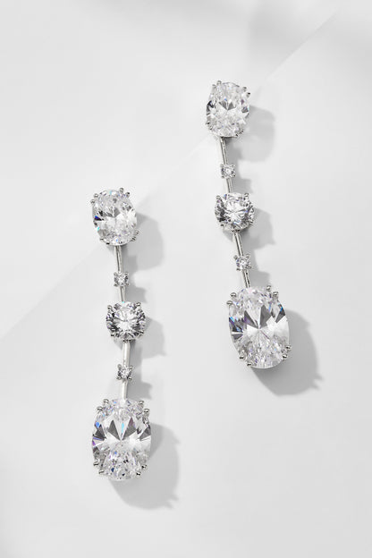 EVELYN MULTI OVAL CZ LINEAR DROP EARRINGS