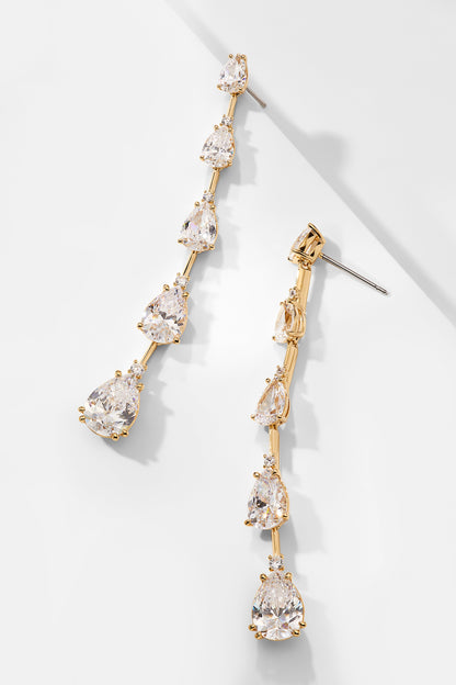 EVELYN MULTI PEAR CZ LINEAR EARRINGS