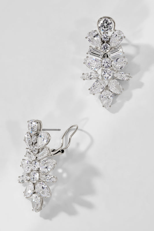 OVER THE TOP CLUSTER CZ DROP EARRINGS