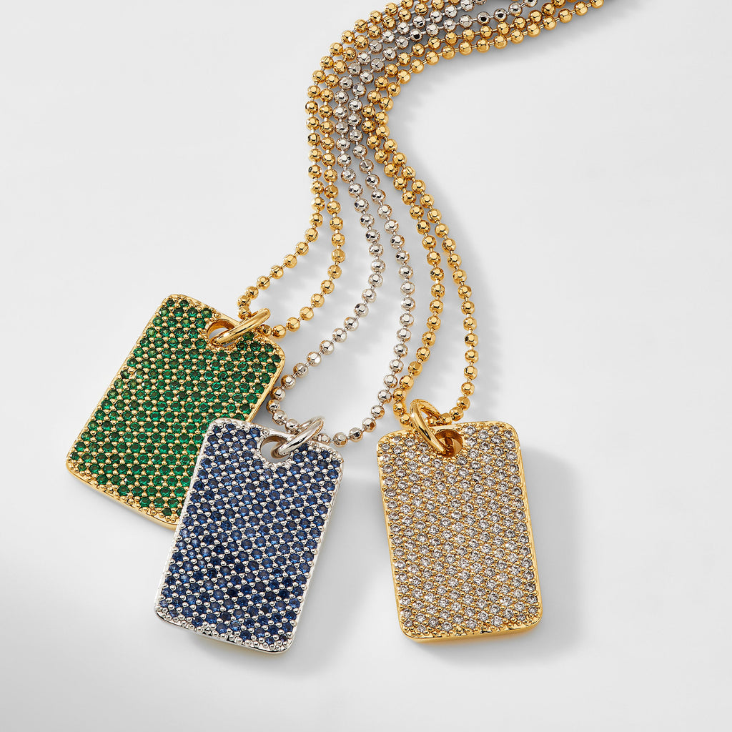 PAVE THE WAY GREEN DOG TAG PENDANT