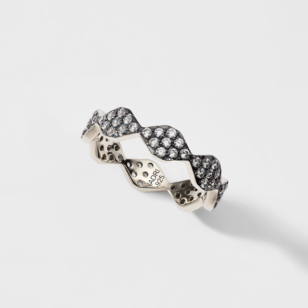 PAVE CZ PATTERN STERLING SILVER RING