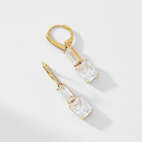 INVITATION ONLY BAGUETTE EMERALD CZ DOUBLE DROP EARRINGS
