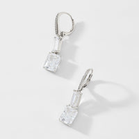 INVITATION ONLY BAGUETTE EMERALD CZ DOUBLE DROP EARRINGS