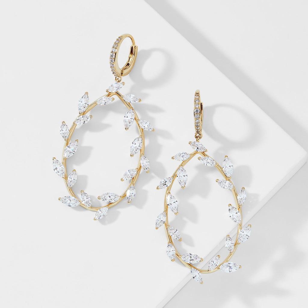 WILDFLOWER FRONTAL HOOP CZ LEVERBACK EARRINGS