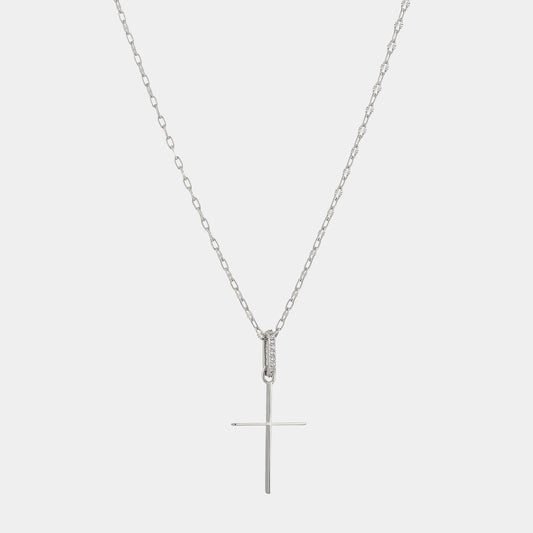 LARGE CROSS CZ PENDANT NECKLACE