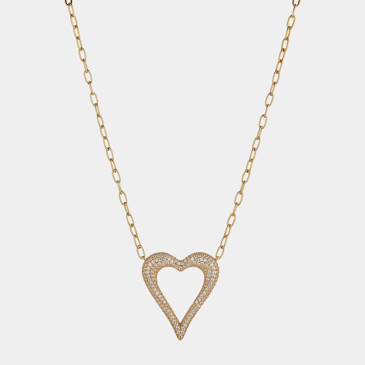 PAVE OPEN HEART CZ PENDANT NECKLACE