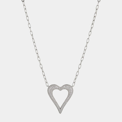 PAVE OPEN HEART CZ PENDANT NECKLACE