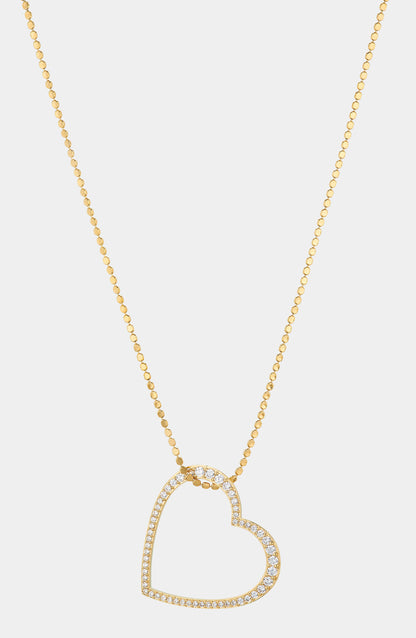 IN THE AIR PAVE CZ HEART PENDANT NECKLACE