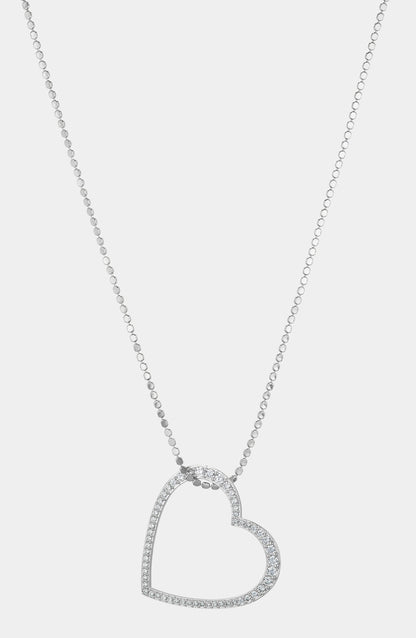 IN THE AIR PAVE CZ HEART PENDANT NECKLACE