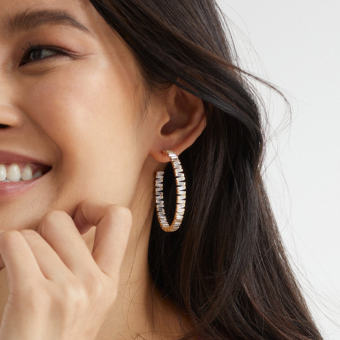 CHATEAU BAGUETTE CZ HOOP EARRINGS