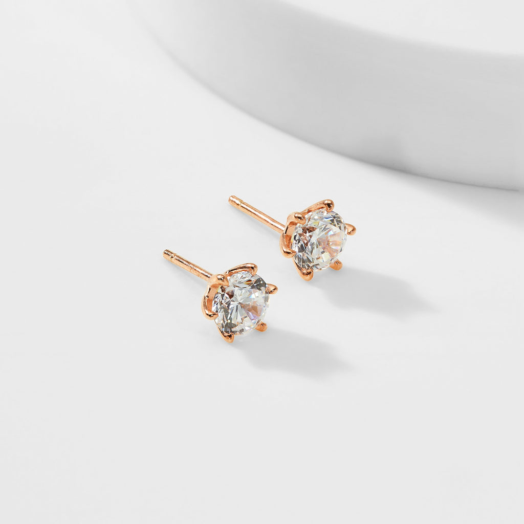 5MM SOLITAIRE CZ STUD EARRINGS - 3 Colors