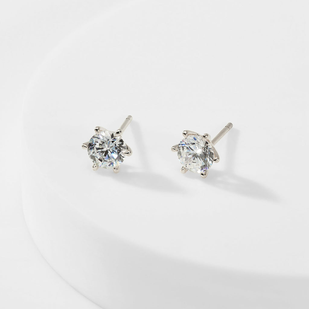 5MM SOLITAIRE CZ STUD EARRINGS - 3 Colors