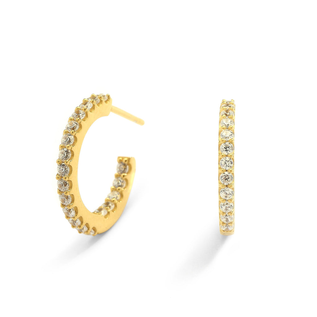 nadri 18k gold plated sterling silver small pave inside out cz hoop earrings