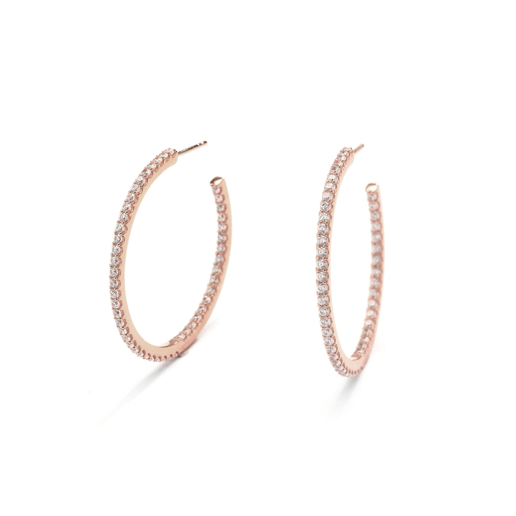 nadri rose gold plated sterling silver everyday luxury medium pave inside out hoop earrings