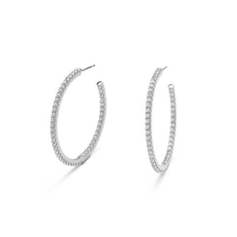 nadri rhodium plated sterling silver everyday luxury medium pave inside out hoop earrings
