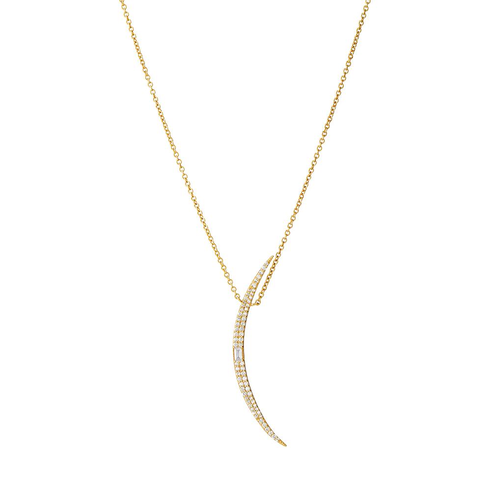 ECLIPSE - DIAMOND PAVE AND BAGUETTE GRAND CRESCENT NECKLACE