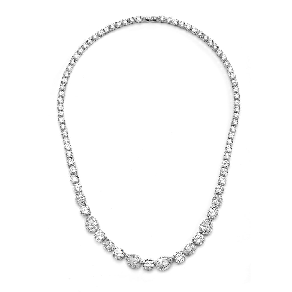 CZ MIXED HALO COLLAR NECKLACE